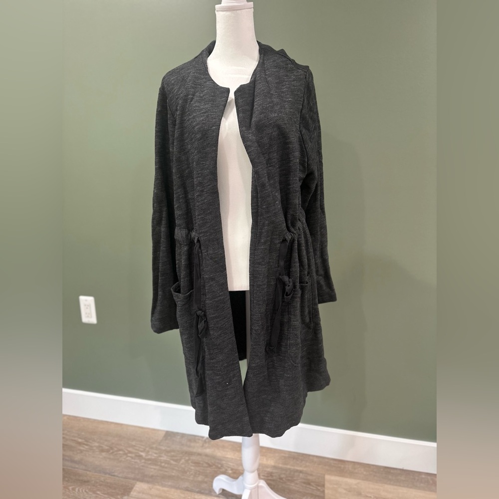 Dress up or down cardigan with drawstring pulls